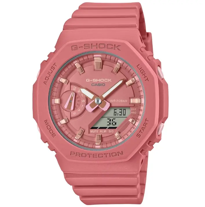 *【ERICA】CASIO G-SHOCK 霧面粉 八角形錶殼雙顯電子錶