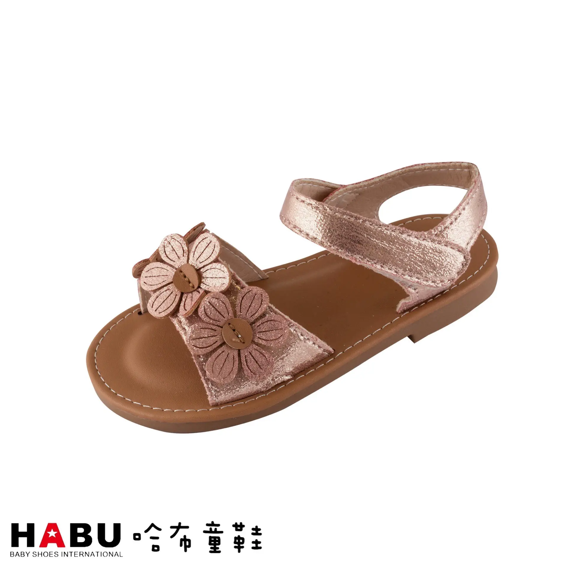 台中店-HABU-金屬感立體花朵涼鞋(桃金)-26