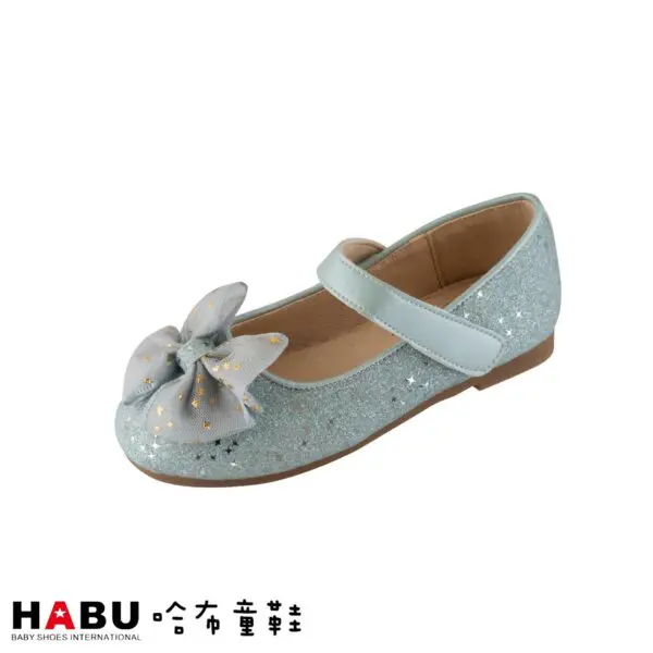 台中店-HABU-蝴蝶結星星娃娃鞋(藍)-21cm