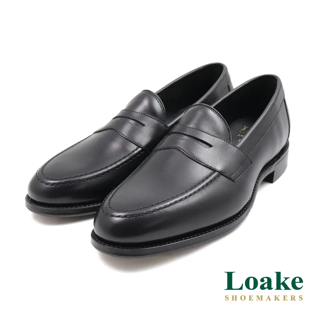 【LOAKE】英國原廠經典真皮便士樂福鞋 黑色-US9(26cm)
