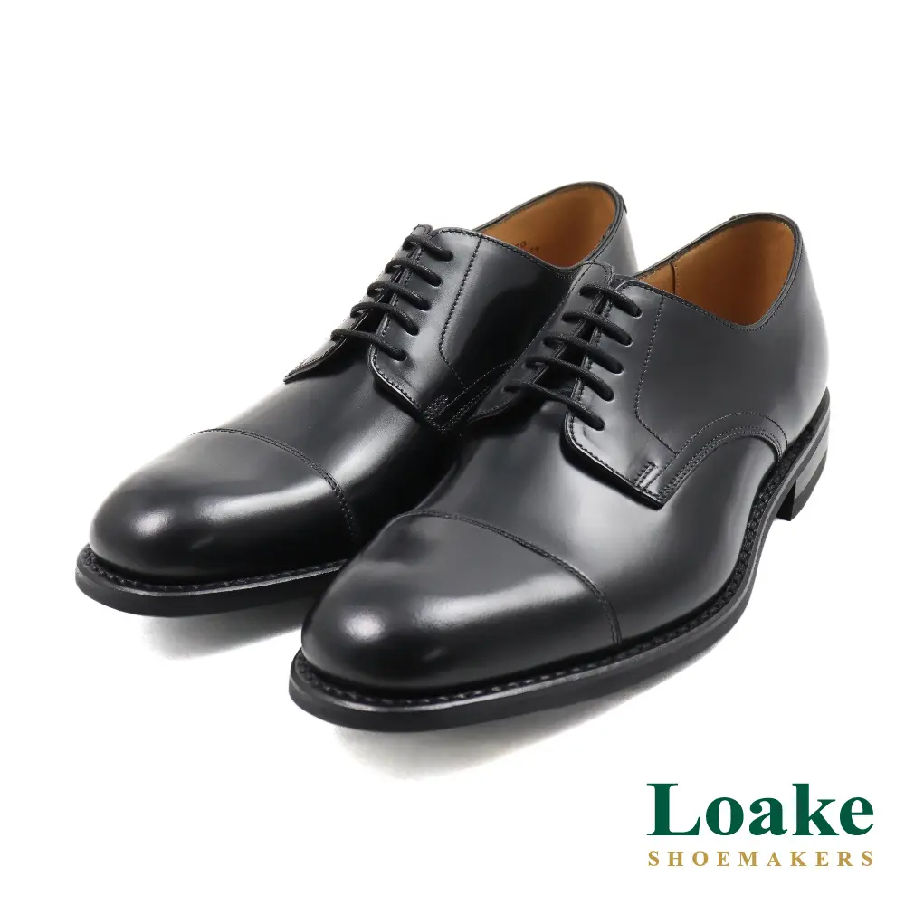 【LOAKE】英國經典素面質感商務橫飾綁帶德比鞋 黑色-US7(24cm)