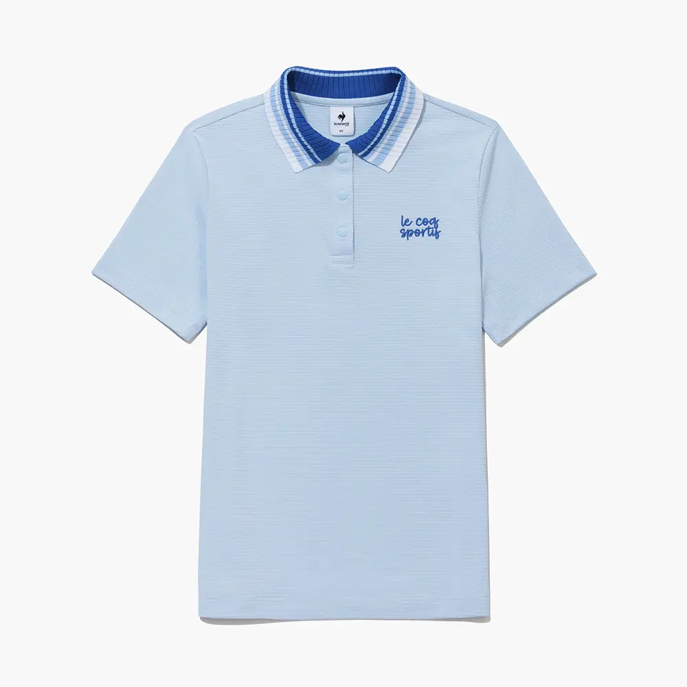 【LE COQ SPORTIF GOLF】女款淡藍色輕盈透氣彈性設計POLO衫-M