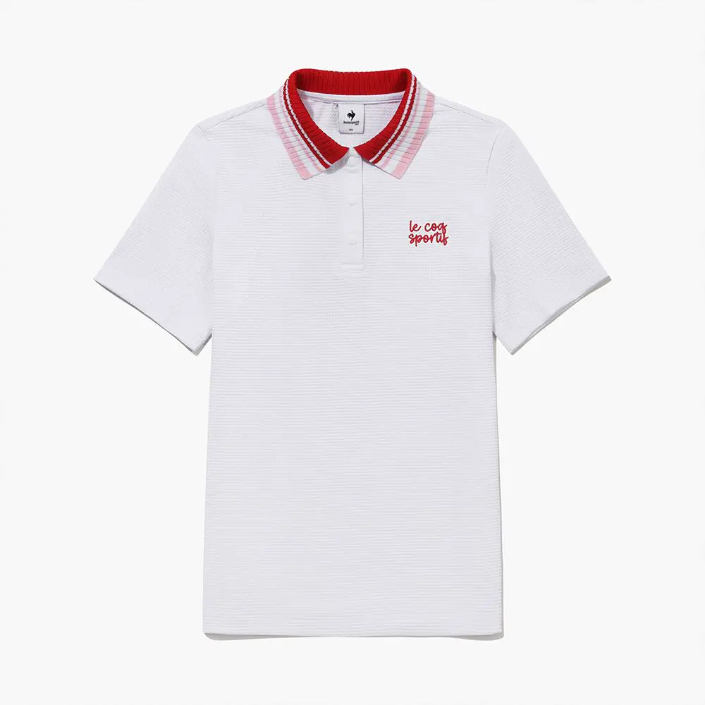 【LE COQ SPORTIF GOLF】女款白色輕盈透氣彈性設計POLO衫-M