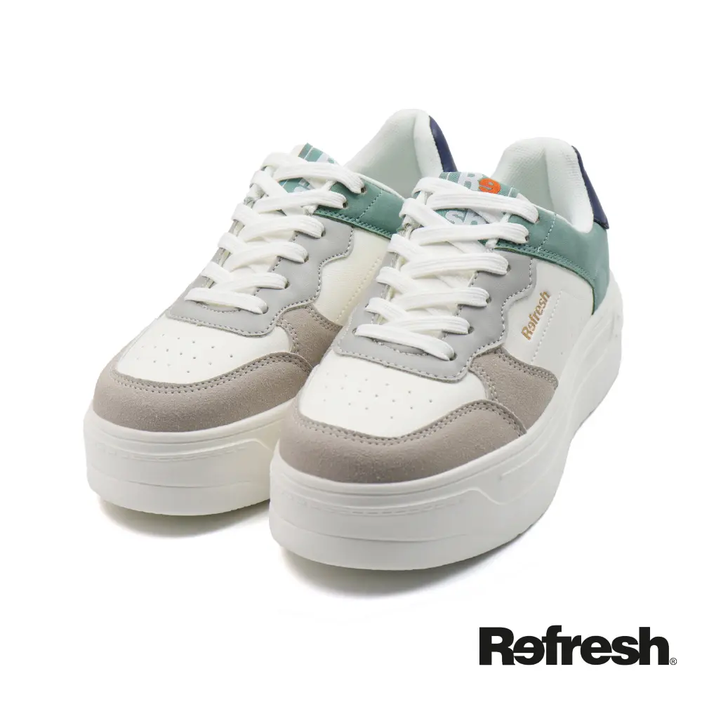 【Refresh】麂皮拼接造型鬆糕厚底休閒鞋 薄荷色-38