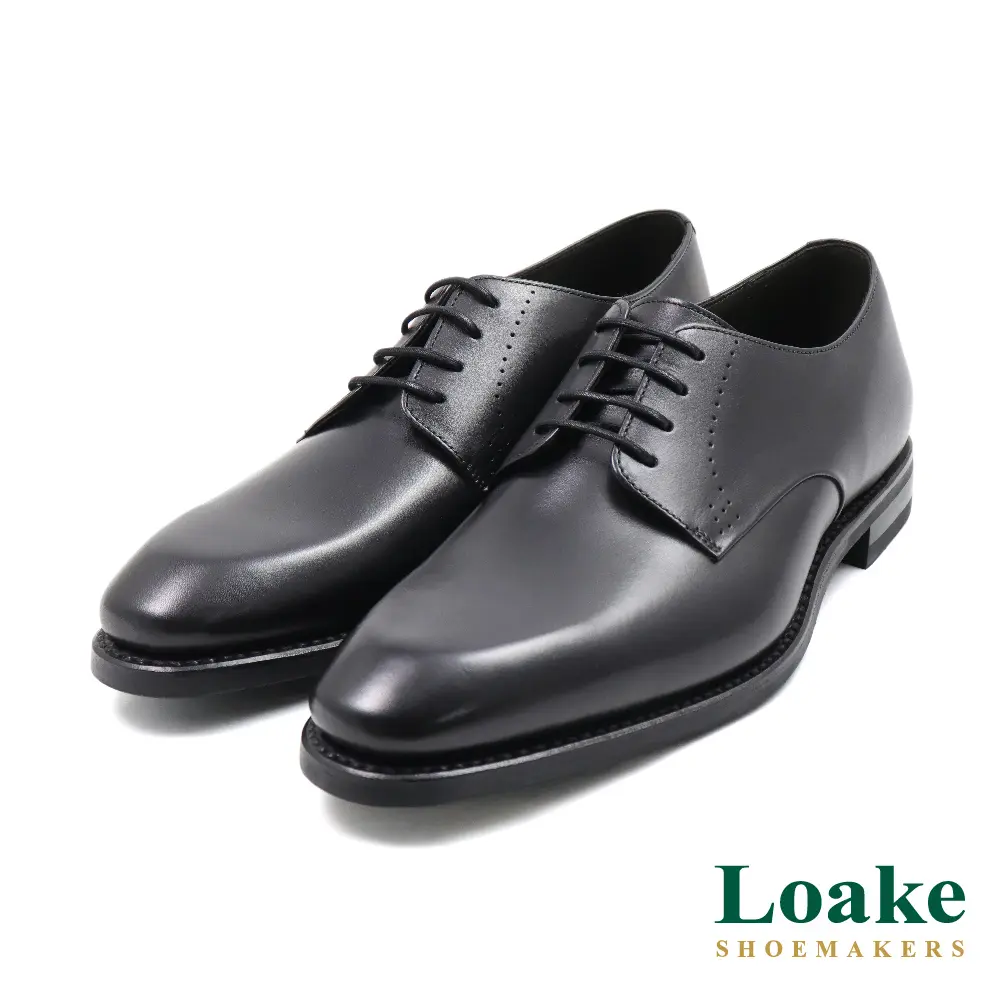 【LOAKE】英國原廠經典低調簡約三孔綁帶德比鞋 深棕色-US8(24.5cm寬楦)