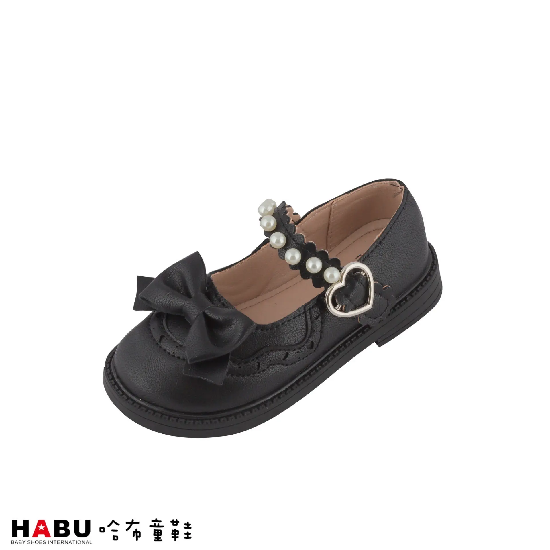 台中店-HABU-珍珠繫帶魔鬼氈樂福鞋(黑)-30
