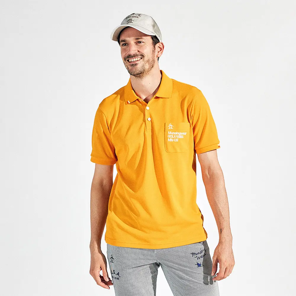 【Munsingwear】男款黃色親膚速乾短袖POLO衫-LL