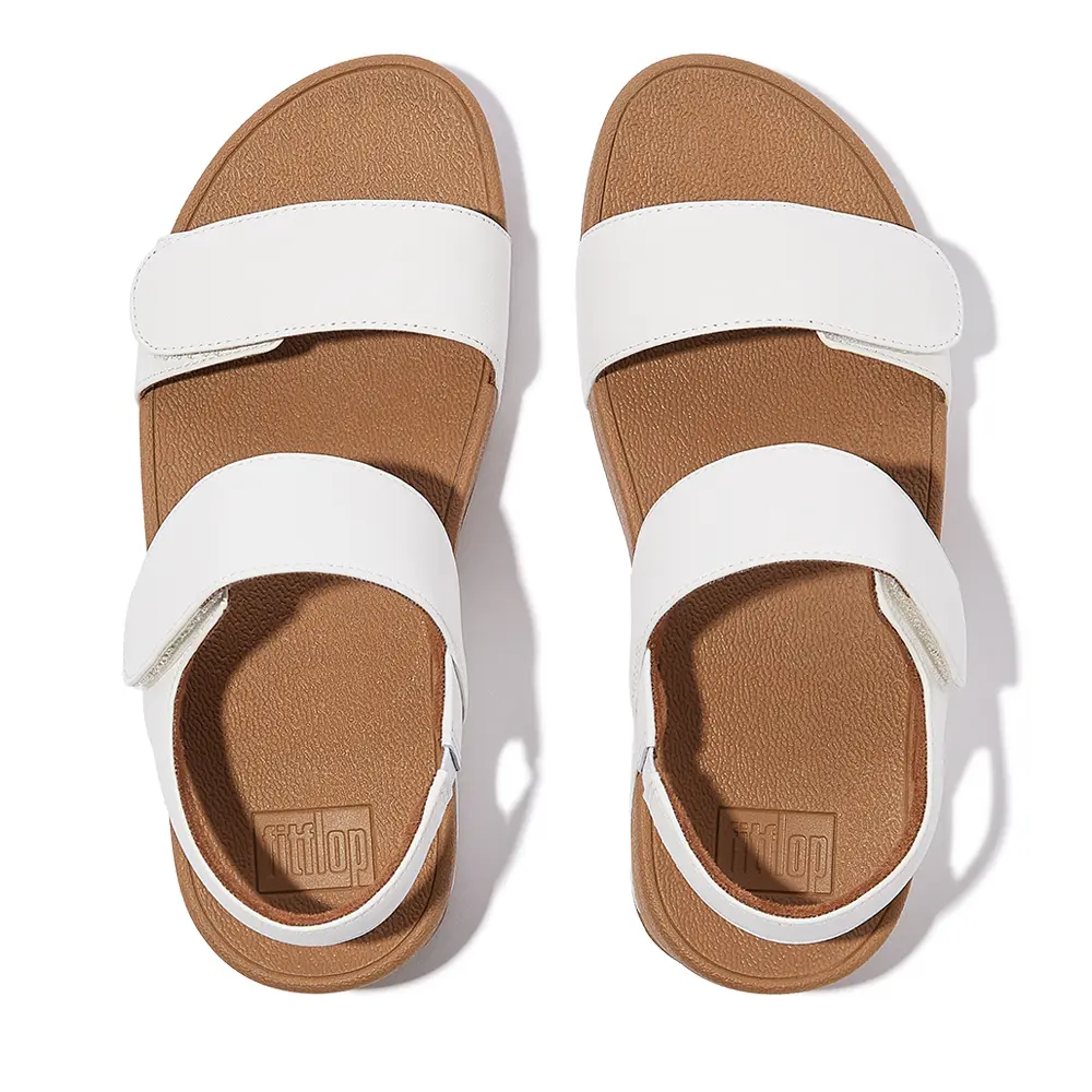 FITFLOP-LULU 可調式後帶皮革涼鞋-都會白,US 8