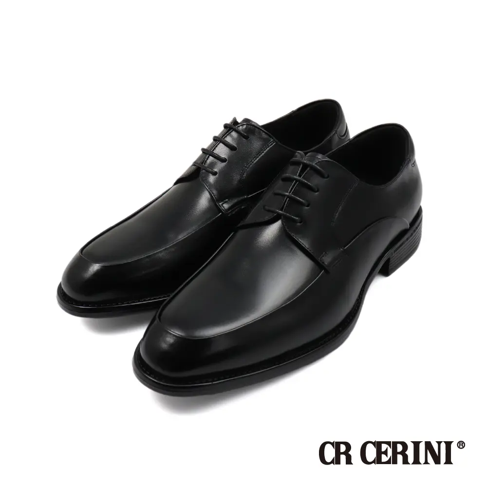 【CR Cerini】經典質感真皮流線綁帶德比鞋 黑色-42