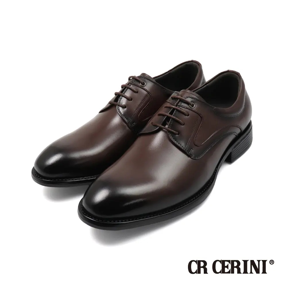 【CR Cerini】經典質感真皮壓線綁帶德比鞋 深棕色-41