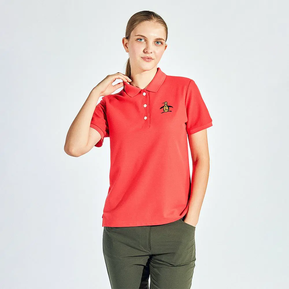 【Munsingwear】女款珊瑚色立體印花圖案短袖POLO衫-L