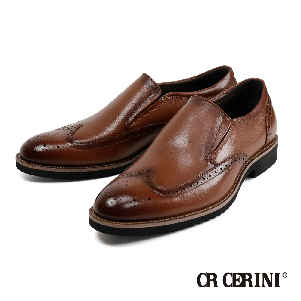 【CR CERINI】翼紋花雙色底樂福鞋 棕色-42