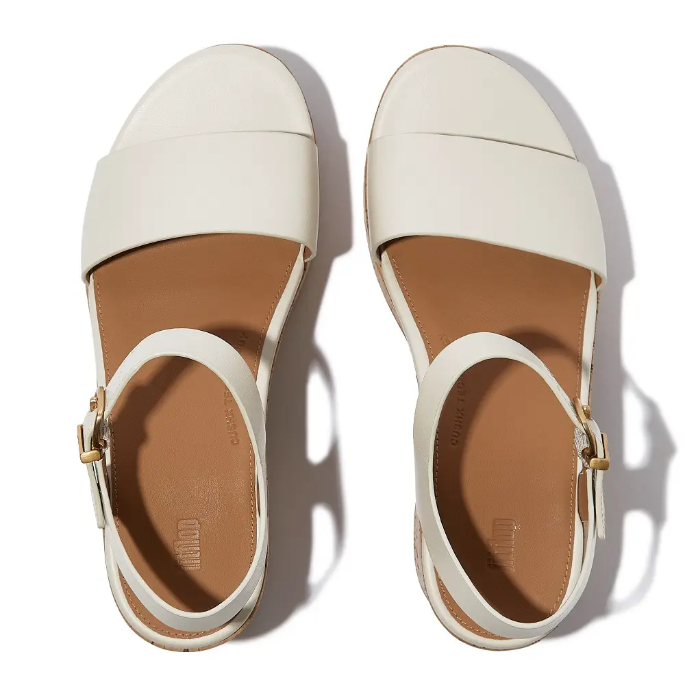 FITFLOP-PLATFFORMS皮革/軟木塞紋高跟涼鞋-米色,US 5