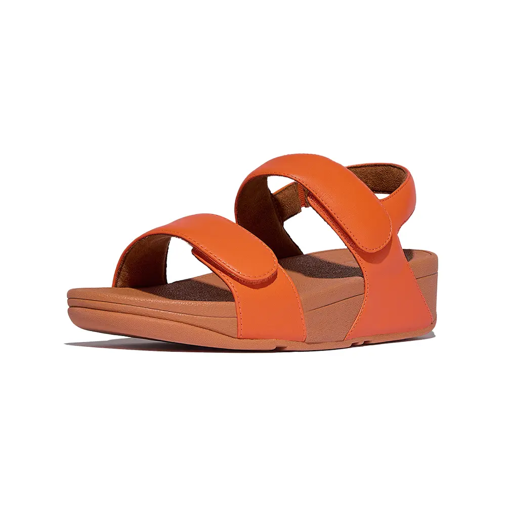 【fitflop】LULU 可調式後帶皮革涼鞋-蜜柑色-US 9