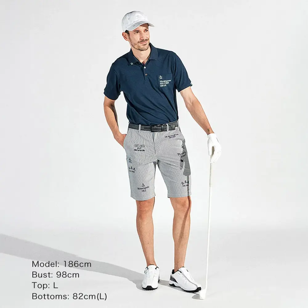 【Munsingwear】男款藏青色防曬冷卻舒適親膚吸濕速乾短袖POLO衫