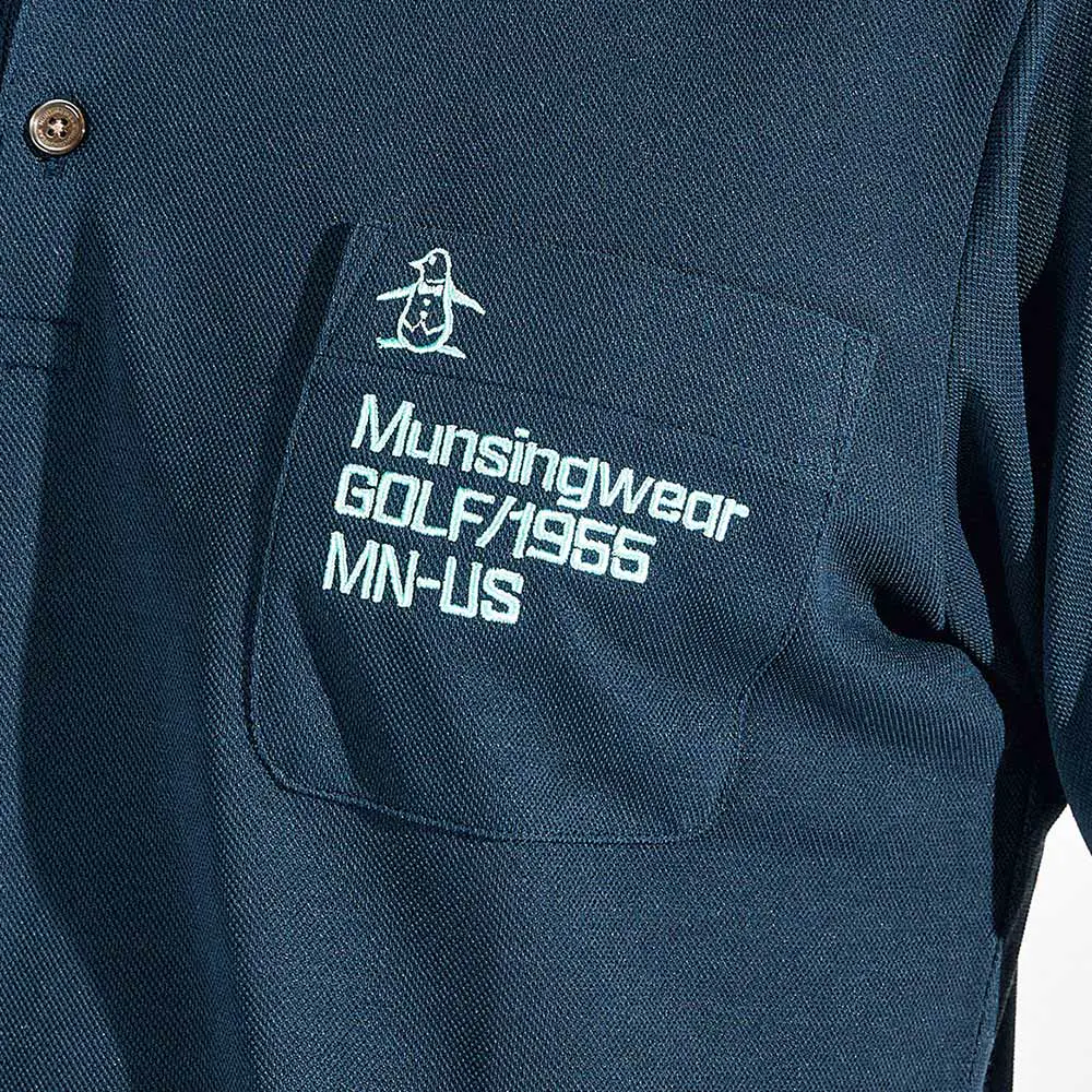 【Munsingwear】男款藏青色防曬冷卻舒適親膚吸濕速乾短袖POLO衫