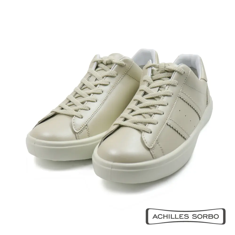 【Achilles】日本健康機能緩衝柔軟綁帶休閒鞋 珍珠白-US4(23cm)
