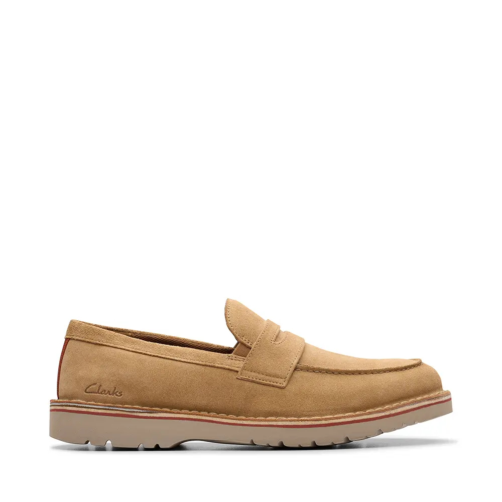 【CLARKS】EastridgeStep輕量寬楦傳統縫線樂福便士鞋 (淺棕色)-UK 7
