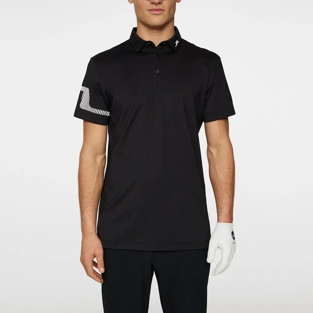 【J.LINDEBERG】經典Logo臂章Polo-JL黑-S