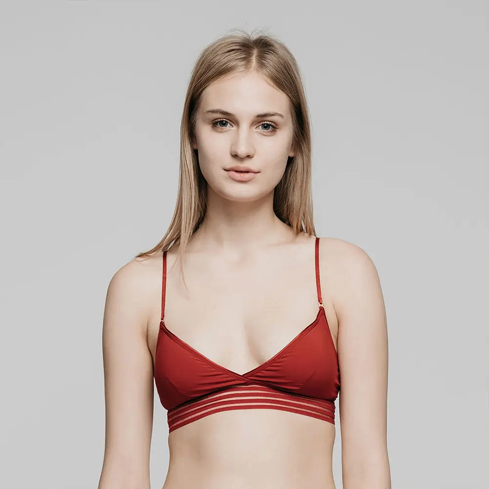 Zelda Bra 條紋三角杯內衣-紅-32A
