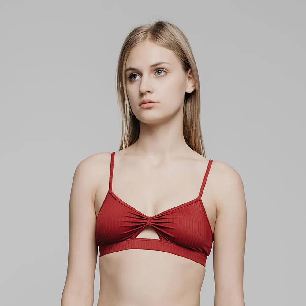 Maya Bra 蝴蝶結鏤空法式內衣-紅-32B