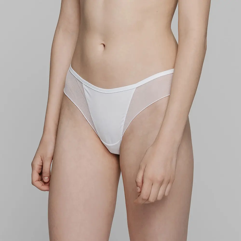 Bralette Brief 紗網波浪邊內褲-白-S