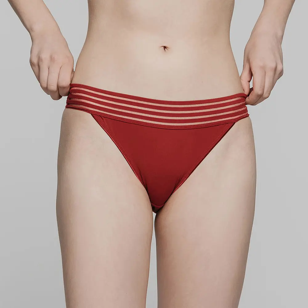 Zelda Panty 條紋橡筋內褲-紅-L