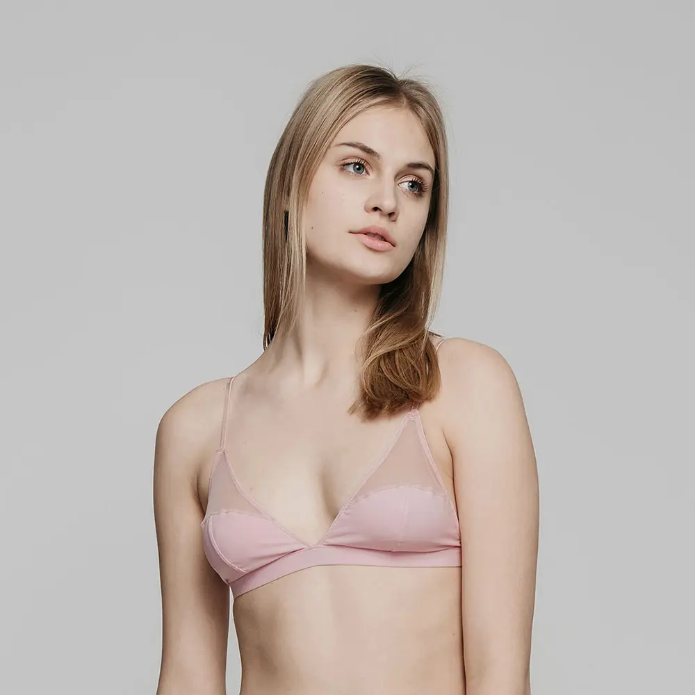 Triangle Soft Cup Bra  三角杯法式內衣-淡粉-32A