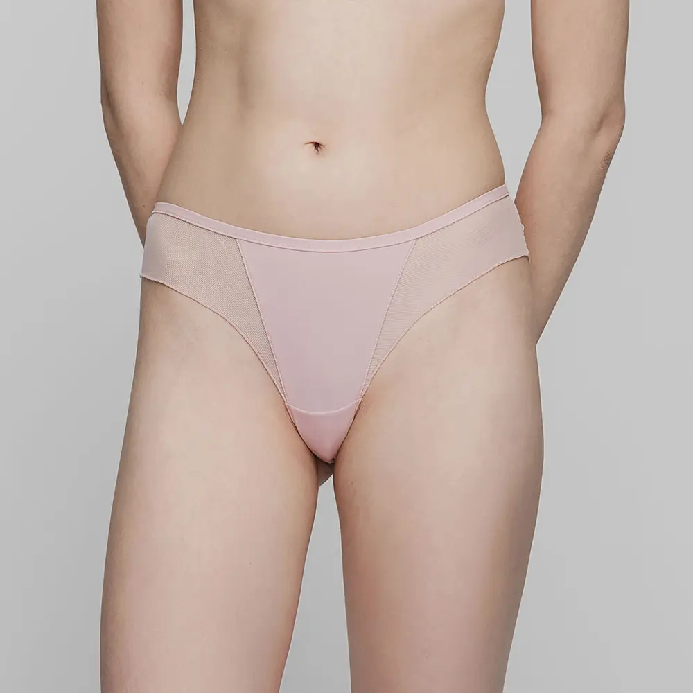 Bralette Brief 紗網波浪邊內褲-淡粉-XS