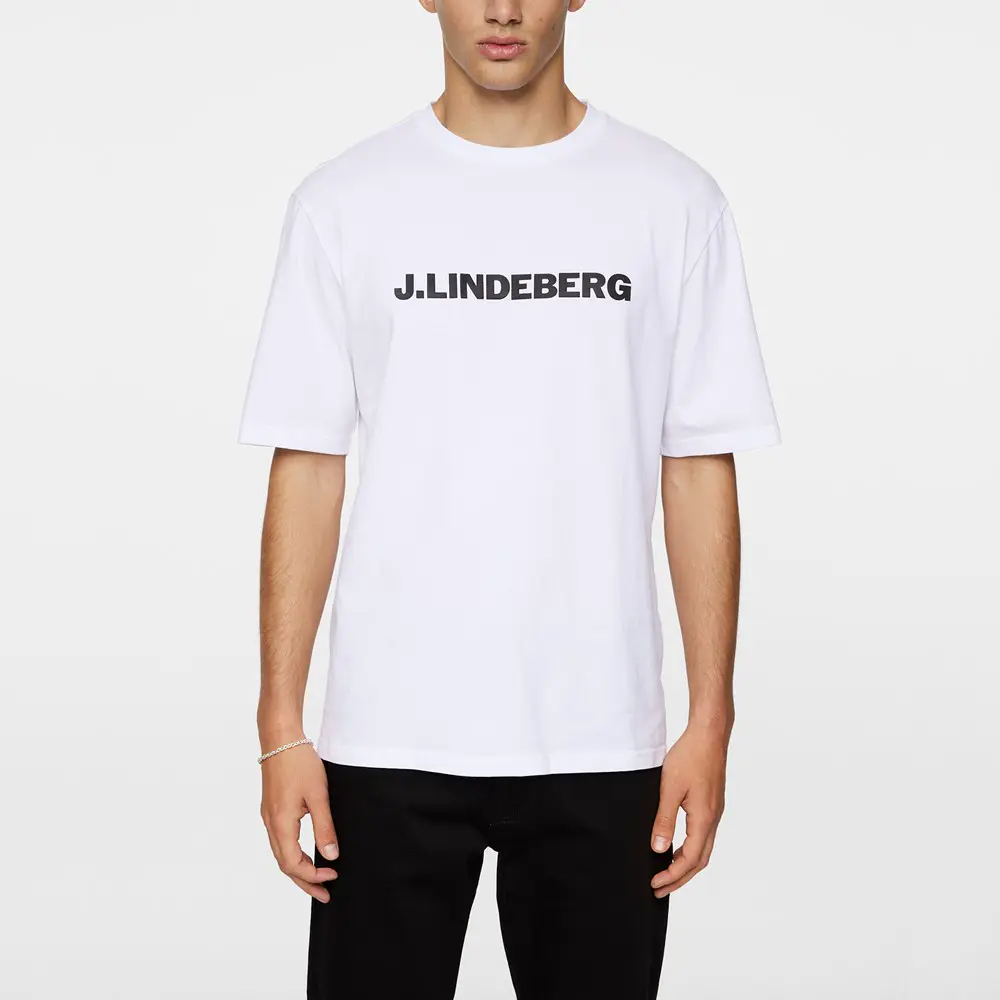 【J.LINDEBERG】優良棉Logo短袖上衣-JL白-M