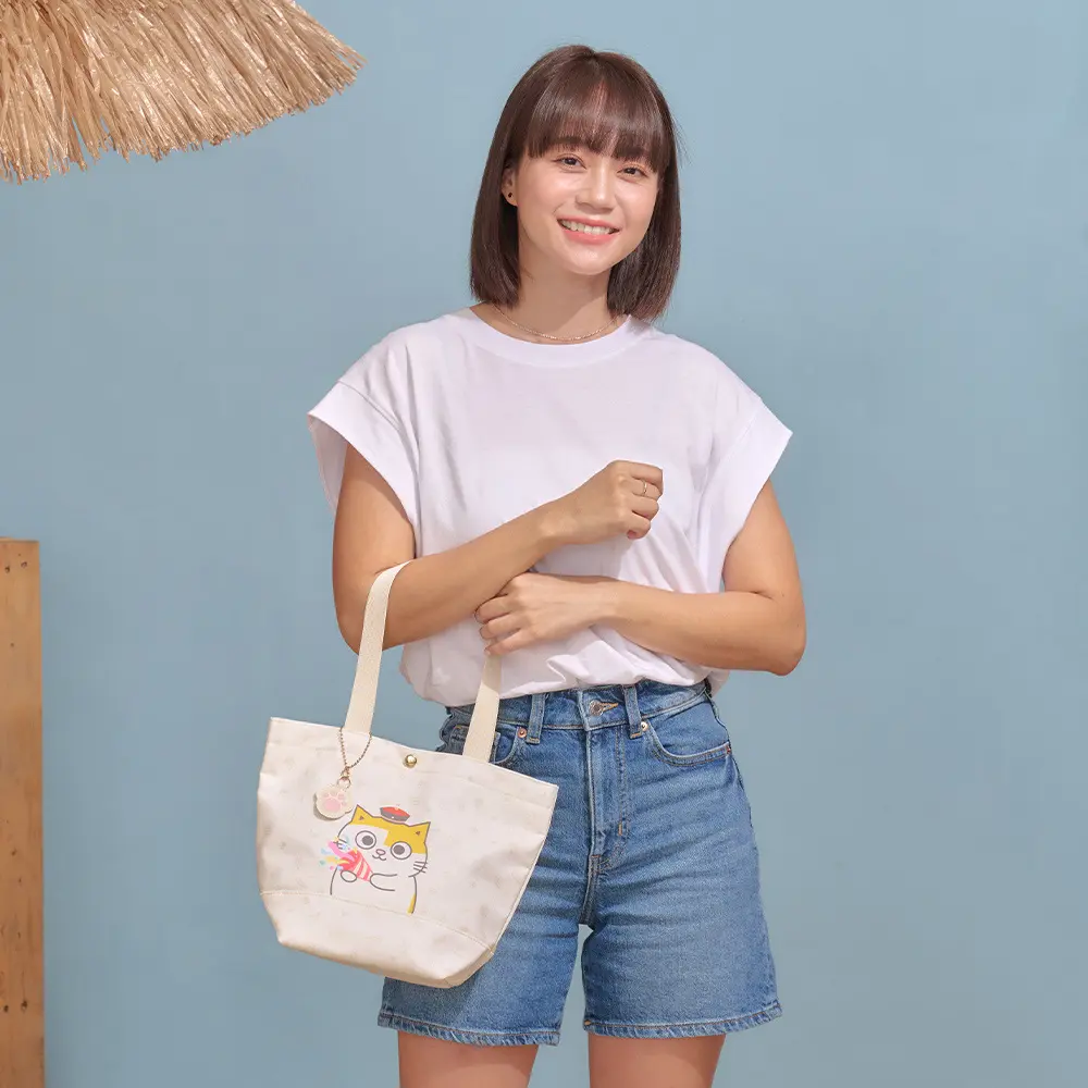 【kiki STUDIO】15週年-黃阿瑪手提袋-米