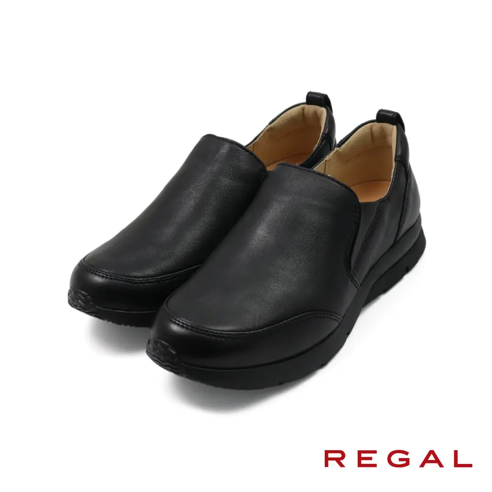 【REGAL】日本可調式鞋墊透氣懶人休閒運動鞋 黑色-US5(24cm)