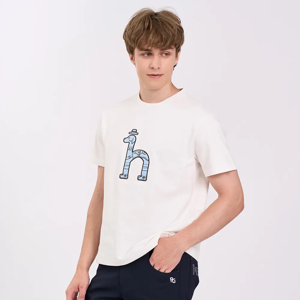 【HAZZYS】男款白色親膚舒適簡約設計百搭款男生圓領短袖T-shirt-XL