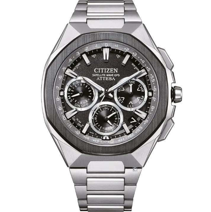 *【ERICA】CITIZEN ATTESA 鈦金屬 GPS 光動能錶 (銀)