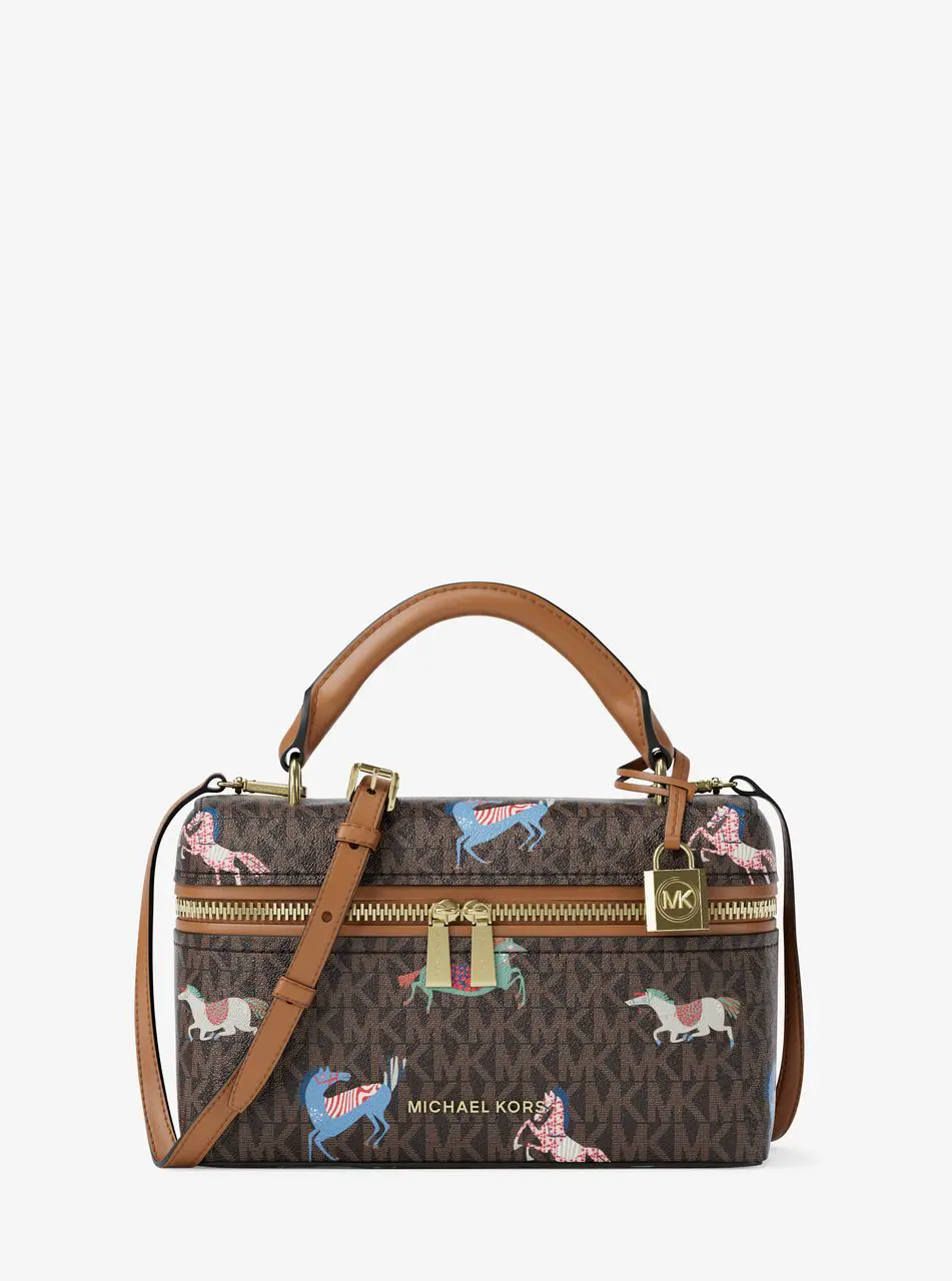 【SKM ONLY】【MICHAEL KORS】JANA咖啡色經典LOGO印花肩背提包