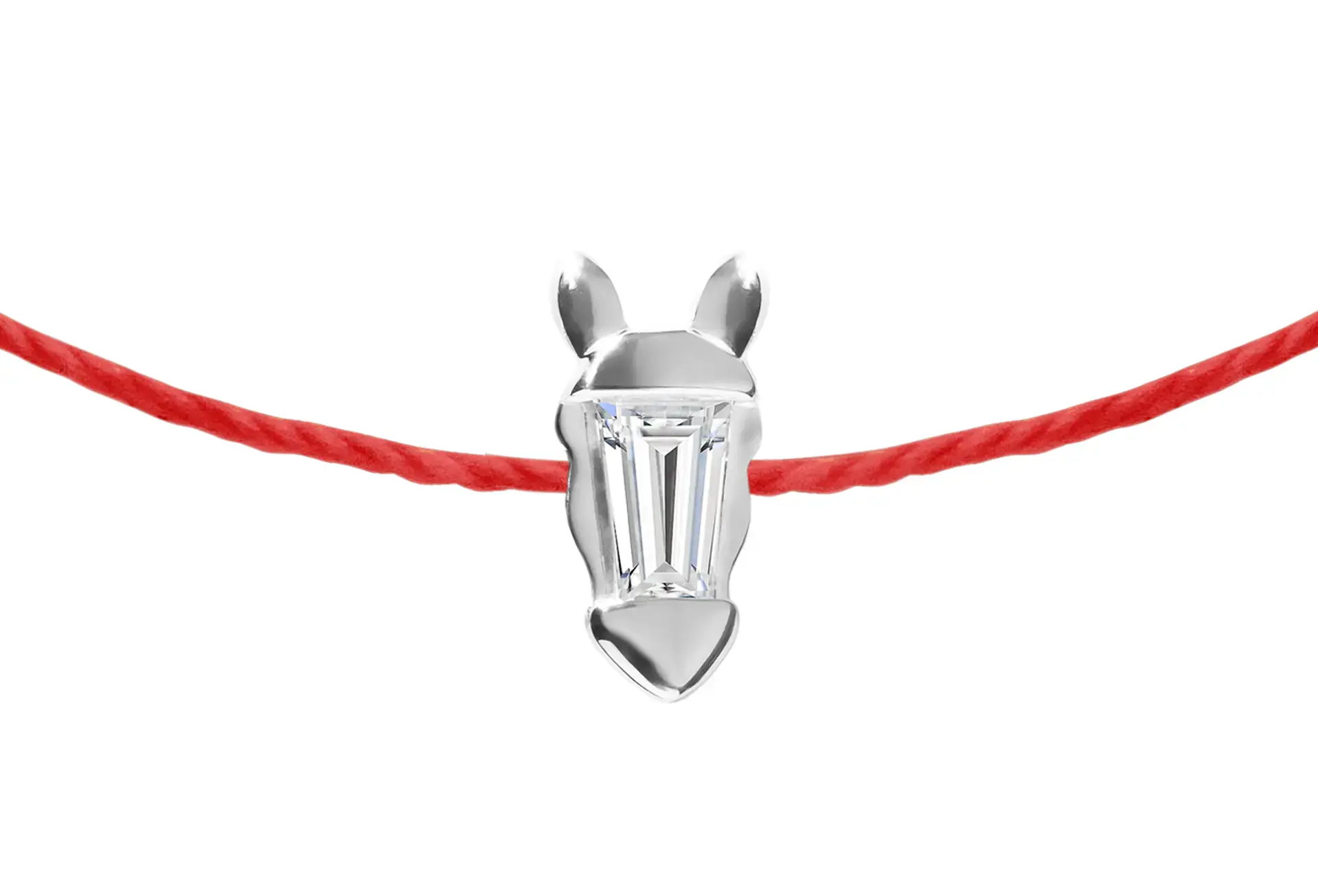 Lucky Horse 馳鑽駿馬 18K白金 經典紅線手鏈