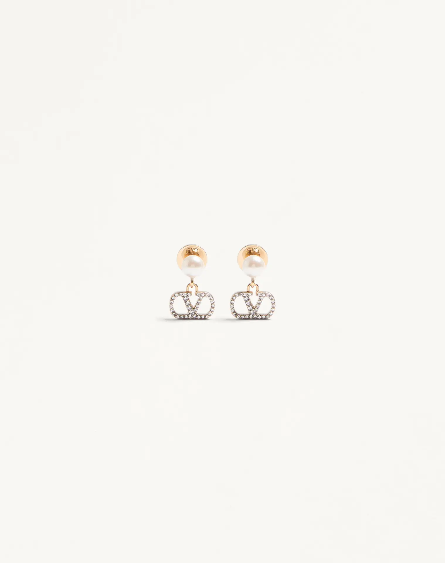 【VALENTINO】VLogo Signature 金屬、仿珍珠與仿水晶耳環｜SKM ONLY｜