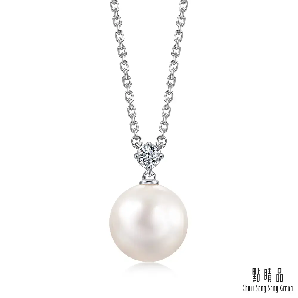 點睛品 La Pelle 日本Akoya珍珠 18K金鑽石項鍊