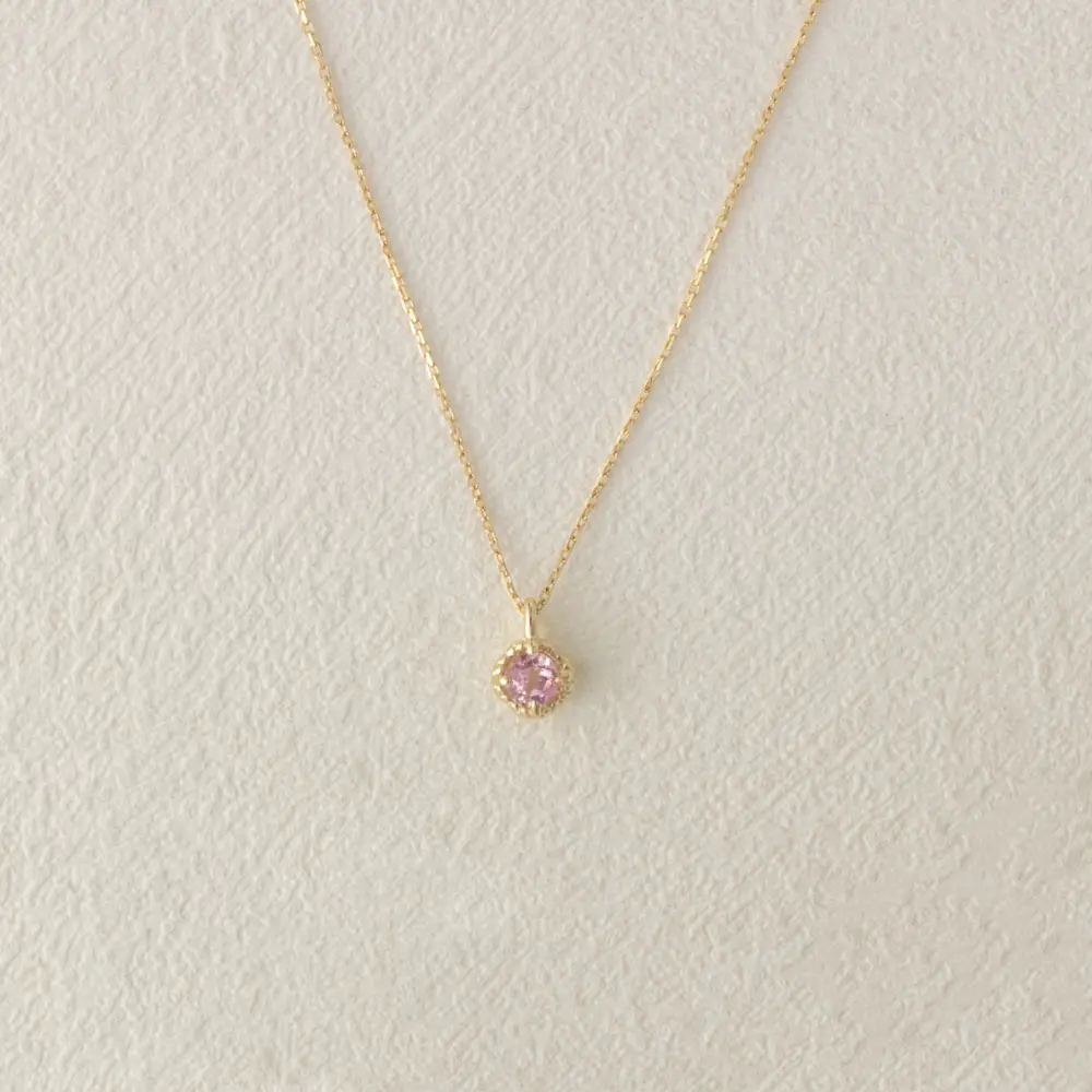 DT【ARTE WHITE】K10 初蕾四爪鑲嵌粉紅碧璽項鍊 0.1ct