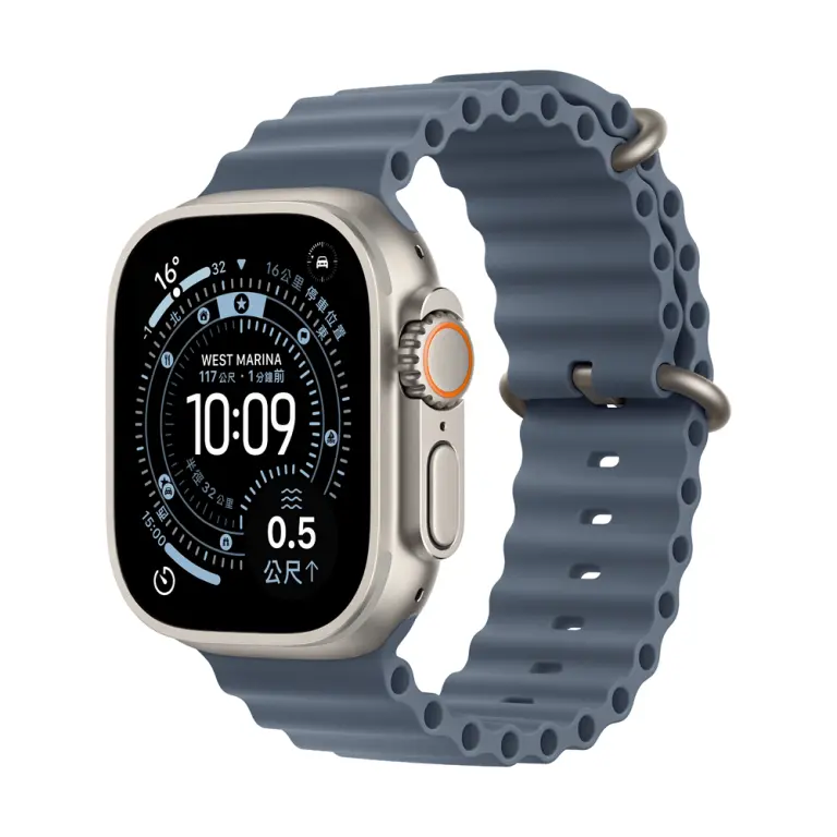 Apple Watch Ultra 3 原色鈦金屬 配錨藍色海洋錶帶 MEWH4