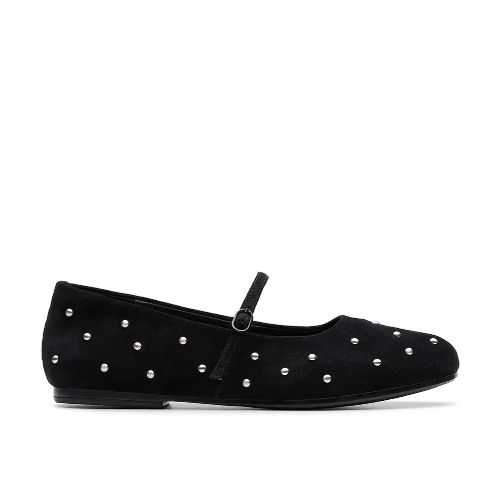 【Clarks】Livia Stud女款真皮鉚釘瑪莉珍鞋(黑色) CLF84157C