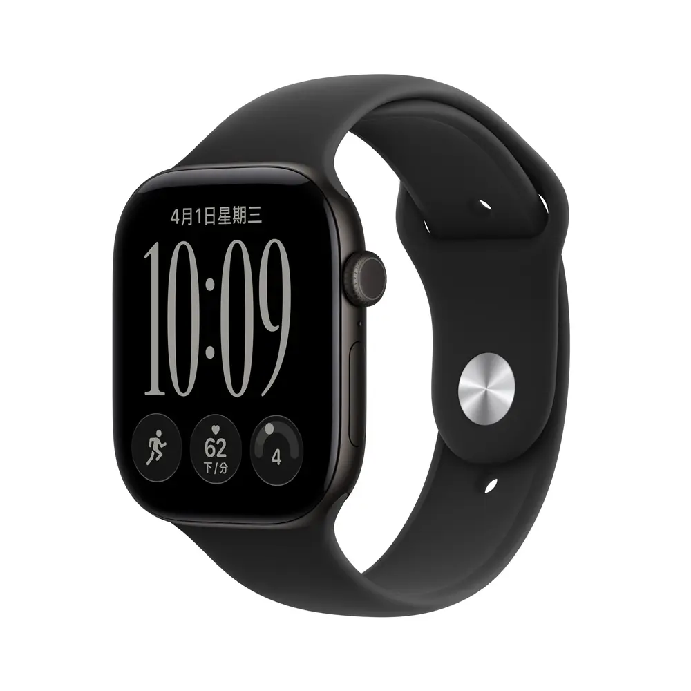 Apple Watch Series 12 46mm 黑色鋁金屬 配黑色運動型錶帶 S/M MJEK4