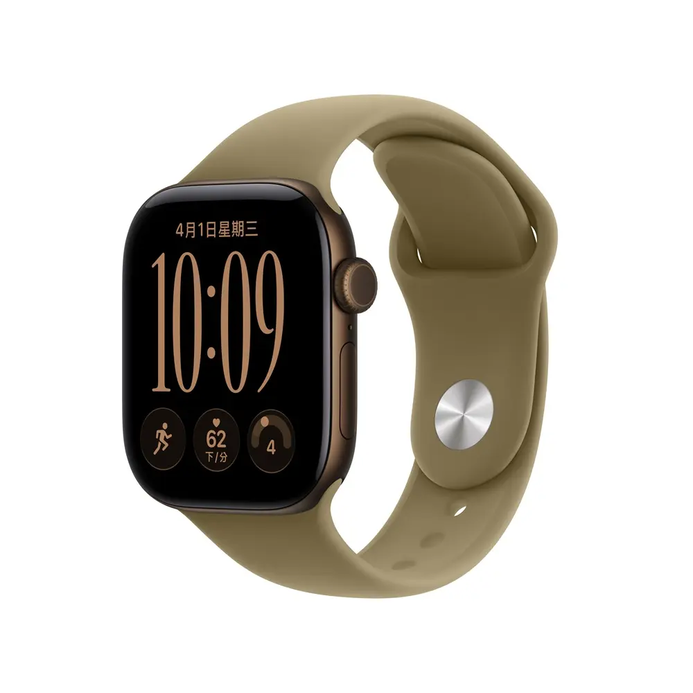 Apple Watch Series 12 42mm 深古銅色鋁金屬 配橄欖色運動型錶帶 S/M MJEF4